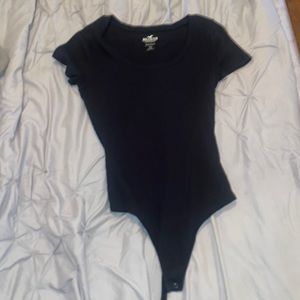 Black Short Sleeve Ribbed Bodysuit
